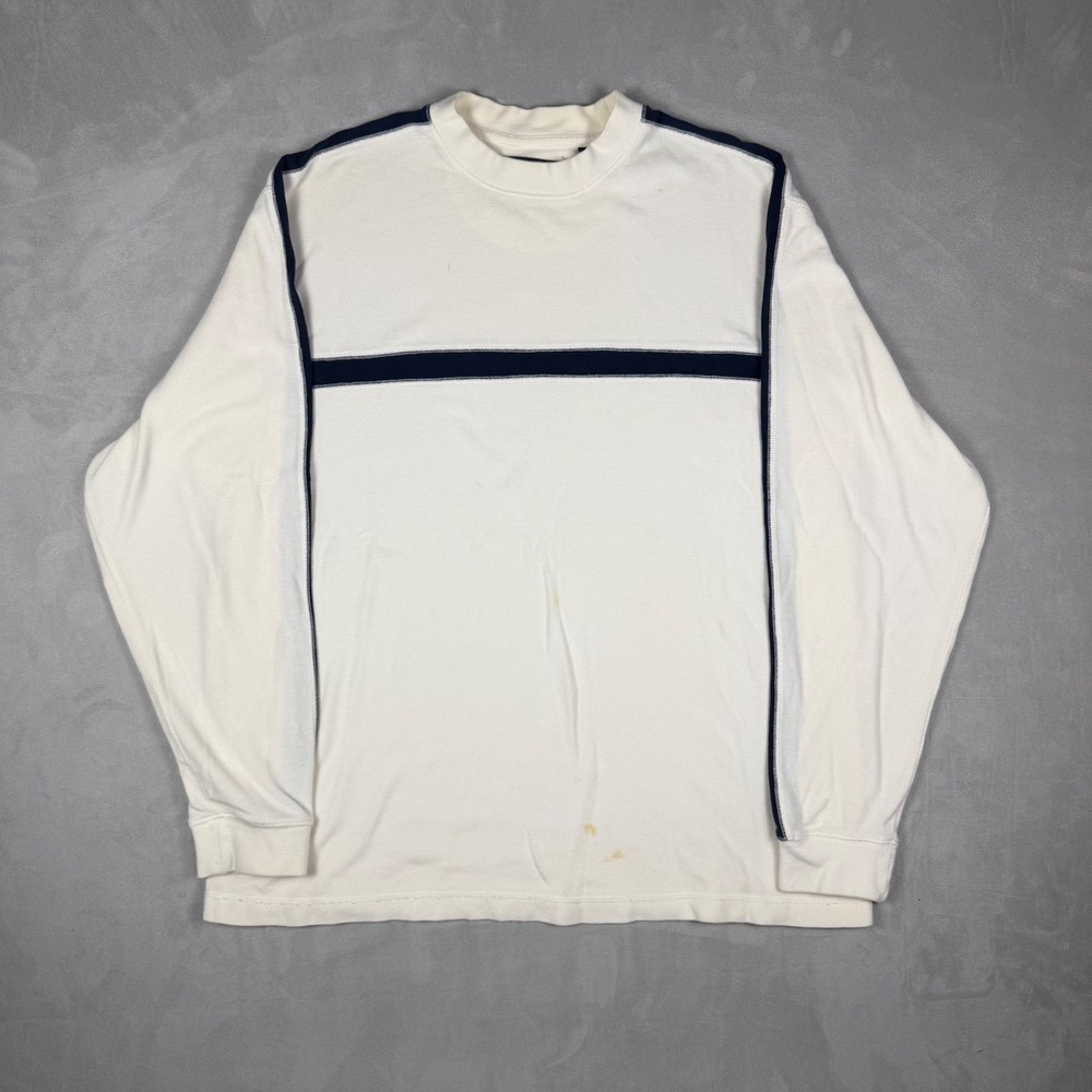 90s Mens Roundtree & Yorke Striped Waffle Knit Thermal Shirt Large